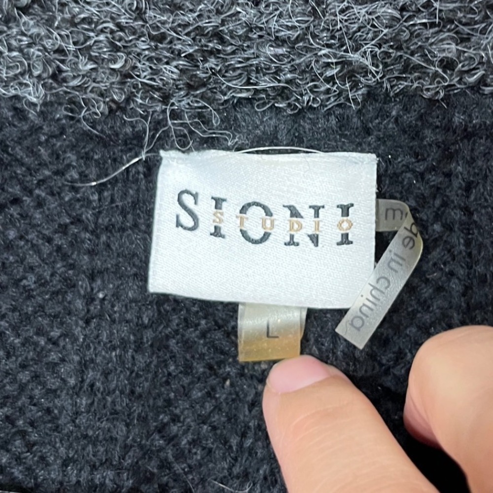 Sioni Studio Black Gray Patchwork Knit Cardigan S… - image 6